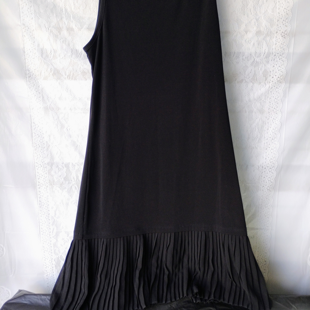 Michael Kors Black Midi Dress with Pleated Hem